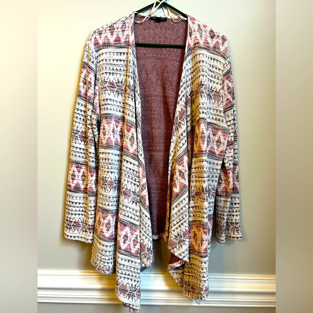 American Eagle open cardigan, xl, pink/white, vguc